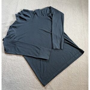 Athleta Turtleneck Blue Top Womens XL Stretch Thumb Holes Running